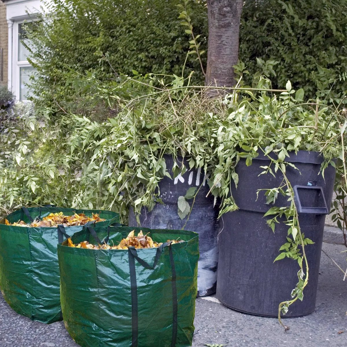 Garden Waste in bins ready to go for composting